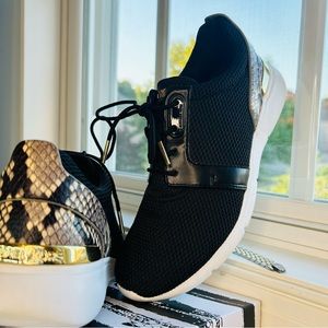 Michael Kors Black and Gold Snakeskin detailed Tennis Shoe | 8